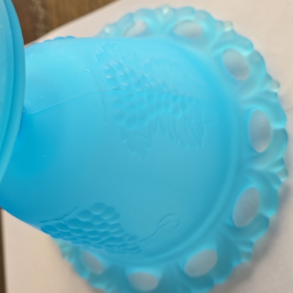 Fenton Elegant Blue Glass Candy Dish with Lid Satin Blue - Picture 13 of 13